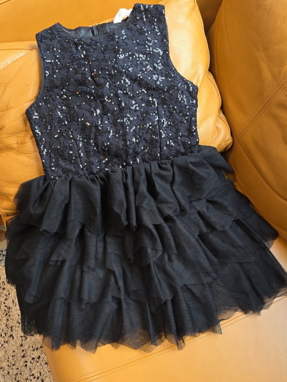 H&M Black Sequin Lace & Layered Tulle Party Dress